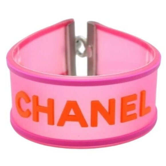 CHANEL Jewelry - Authentic CHANEL CC Logo 01P Rubber Bracelet Pink Orange Jelly Bangle Cambon
